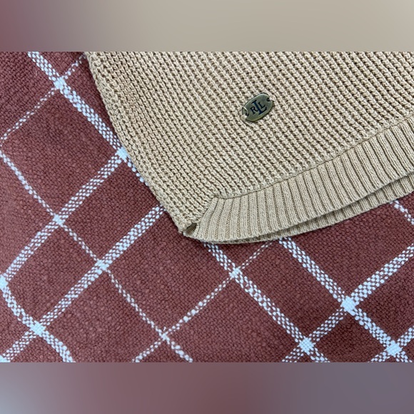 LAUREN RALPH LAUREN 100% Cotton Khaki Waffle Knit Cowl Neck Sweater, Size Small - Picture 13 of 14